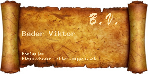 Beder Viktor névjegykártya